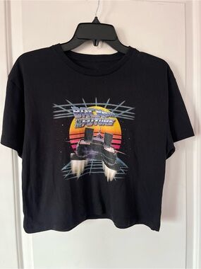 Back to the Future Black Graphic Crop Tee